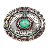 Tribal Stamp Turquoise &amp; Crystal Buckle