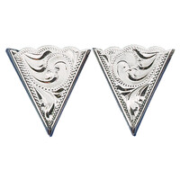 Collar Tips, Engraved German Silver