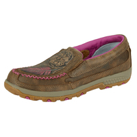 Womens Tooled Feather Cellstretch Mocs Slip on