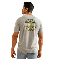 Mens Western Geo Fill Tee, Stone Heather