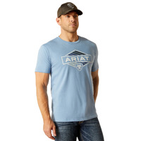 Mens Retro Hex Stripe Tee, Light Blue