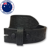 Buckleless Western Floral Belt, Black