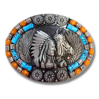 Native American &amp; Horse Beaded Buckle