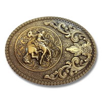 Western Floral Saddle Bronc Buckle, Brass