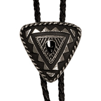 Bolo Tie Black &amp; Silver Triangle