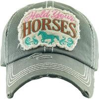 Hold Your Horses Patch Cap, Grey