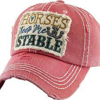 Horses Keep Me Stable Patch Cap, Pink