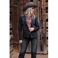 Womens Embroidered Blazer, Black