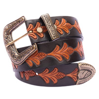 Leaf Hand Tooled 2 Tone Belt