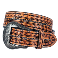 Silver Barbed Wire Embossed Belt