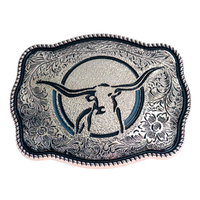 Longhorn Buckle - Black Enamel Lines