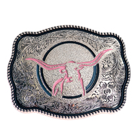 Longhorn Buckle - Pink Enamel Lines