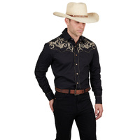 Mens Adam Embroidered Shirt, Black