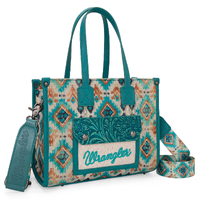 Aztec Crossbody Tote Bag, Turquoise