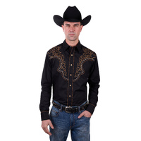 Mens Rhys Embroidered Shirt, Black